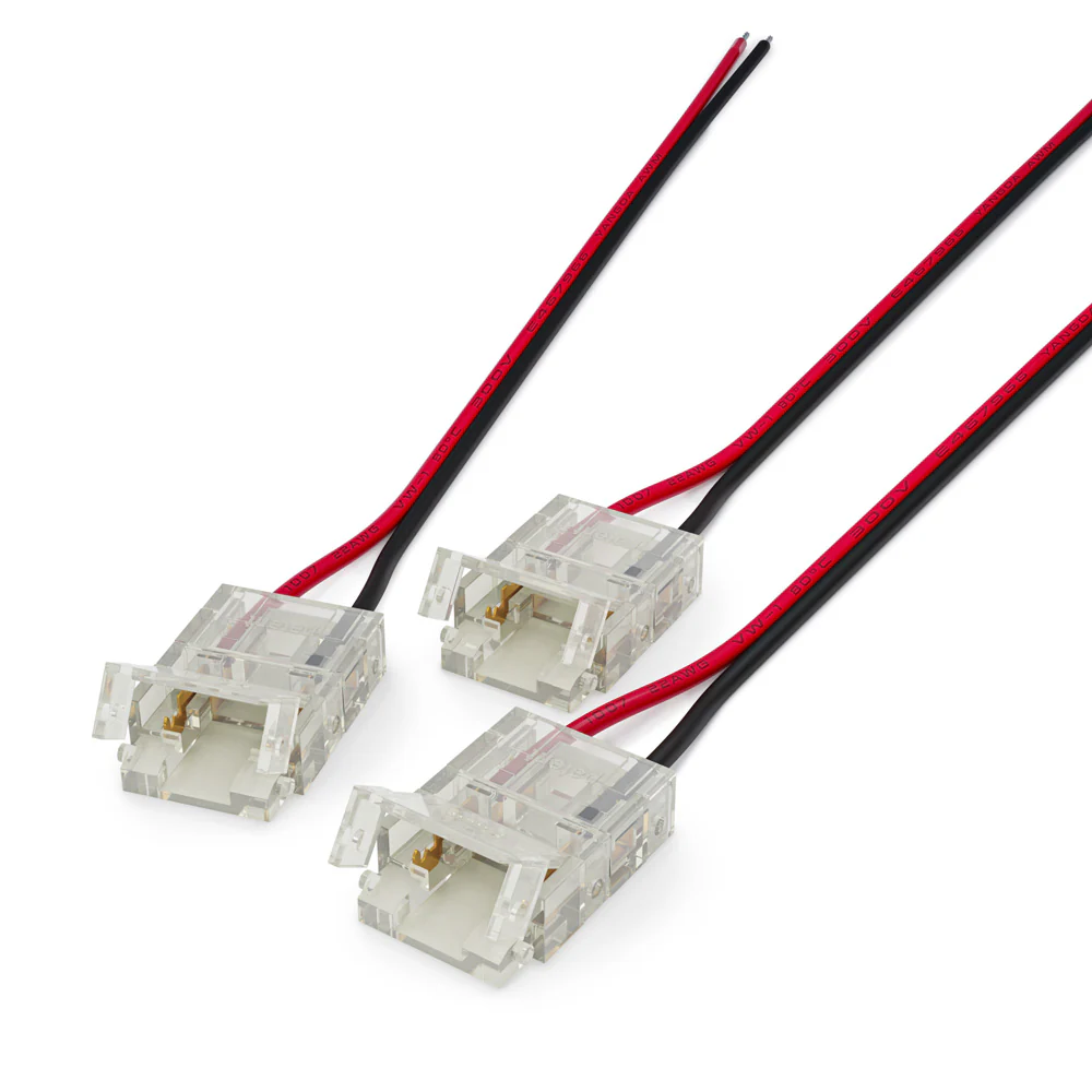 10mm LED Strip to Wire Connectors, CLP-10mm-1S1W (Pack of 3)