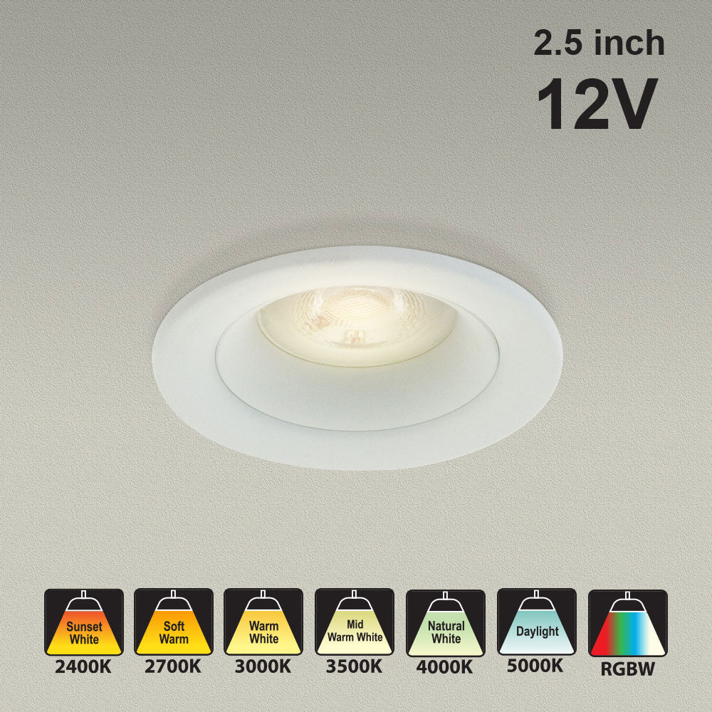 MTR-10W 12V Recessed LED Light Fixture, 2.5 inch Round White
