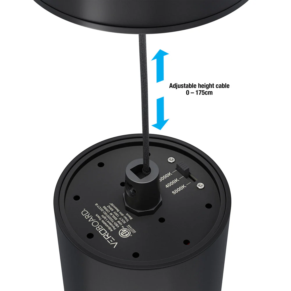 Adjustable hight Black Pendant Light Dimmable TD22D10C-3CCT-B, 120V 10W 3CCT 36 Degree - Image 4