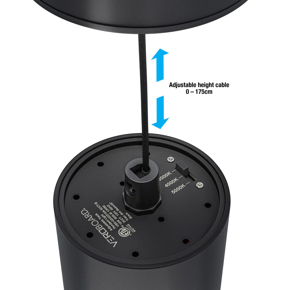 Adjustable hight Black Track Pendant Light Dimmable GD22D10A-3CCT-B, 120V 10W 3CCT 36 Degree - Image 3