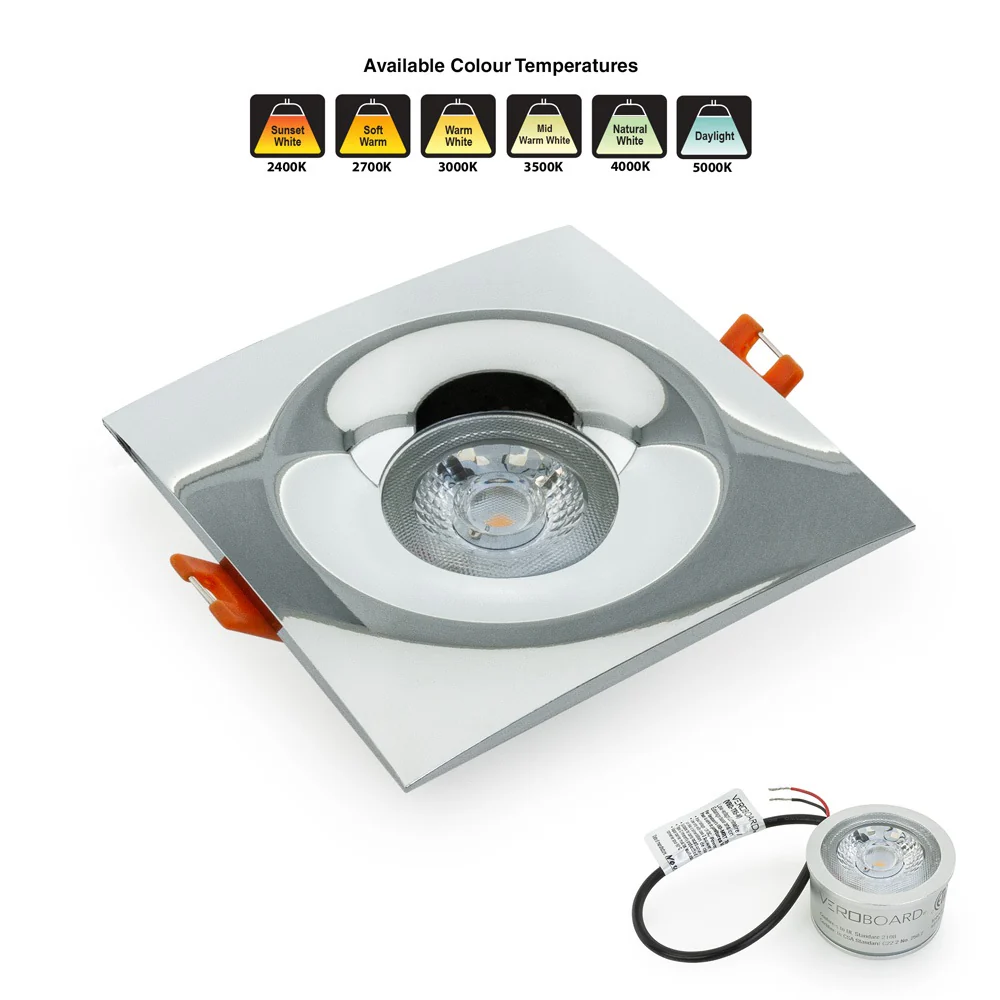 MTR-12C 12V Recessed LED Light Fixture, 2.5 inch Square Chrome - Image 6