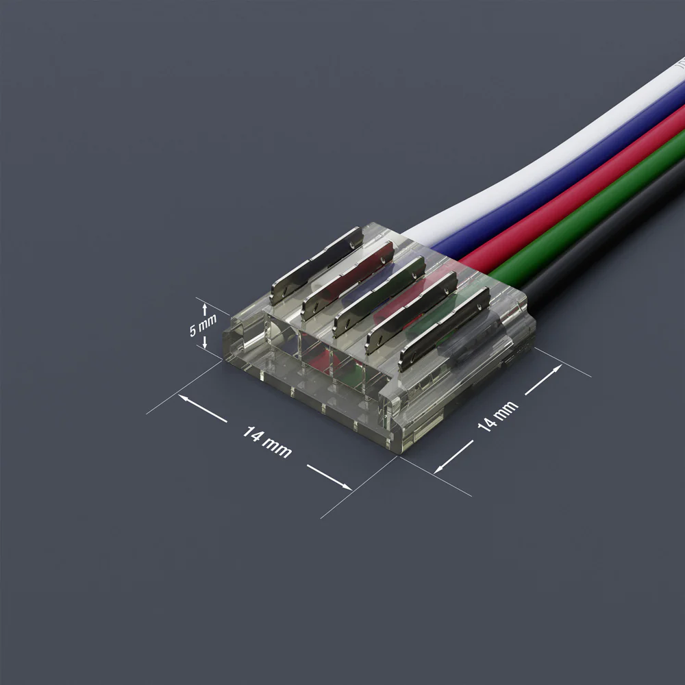 12mm LED Strip to Wire Connectors, 50RGBWBC-12mm-1S1W RGBW (Pack of 1) - Image 2