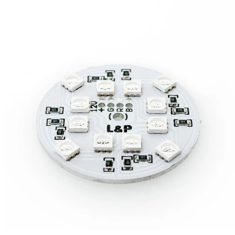 12V Flat Round PCB 12 SMD 5050 Constant Voltage LED Module 2W RGB - Image 2