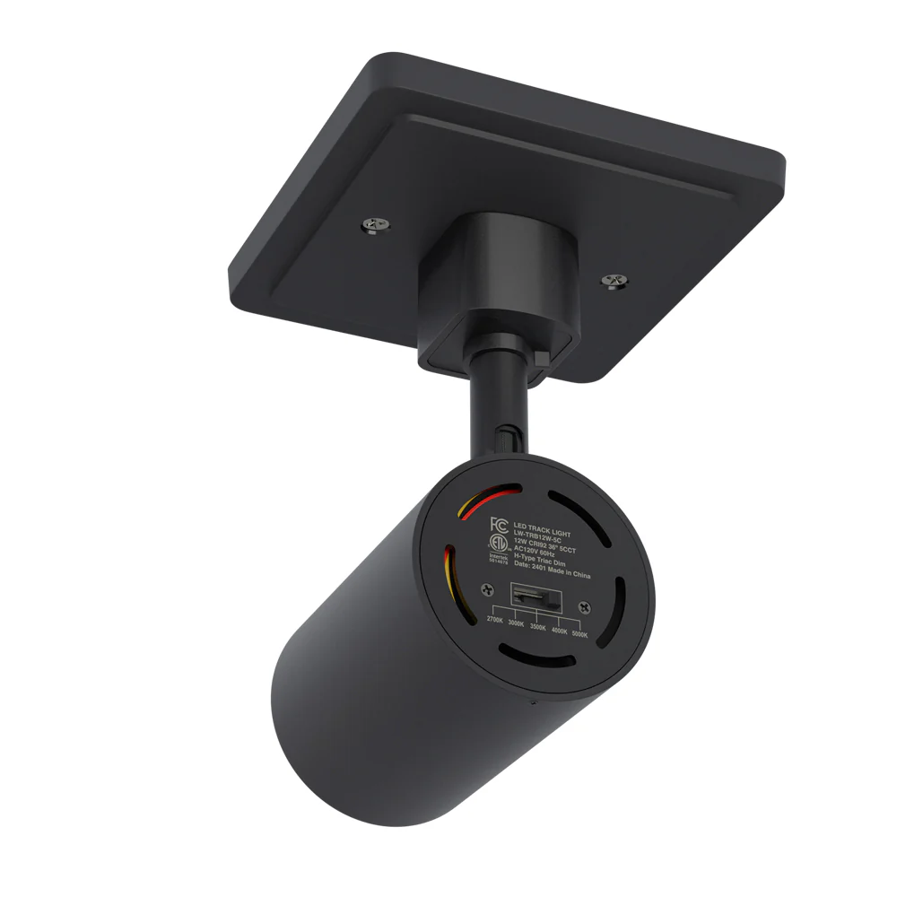 Black LED Track Light Head LW-TRB12W-5C-B-XX, 120V 12W 5CCT(2.7K, 3K, 3.5K, 4K, 5K) - Image 3