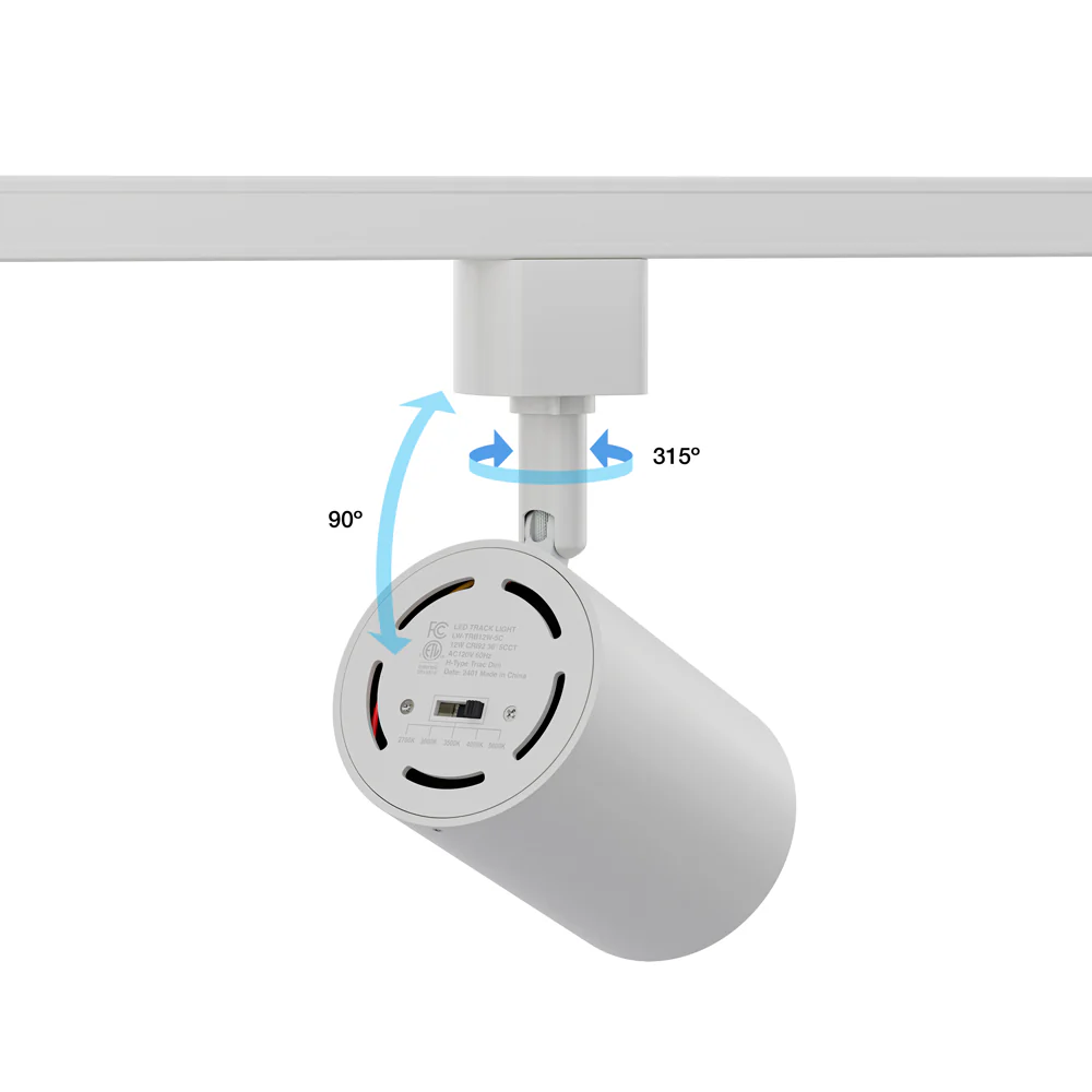 White LED Track Light Head LW-TRB12W-5C-W-XX, 120V 12W 5CCT(2.7K, 3K, 3.5K, 4K, 5K) - Image 4