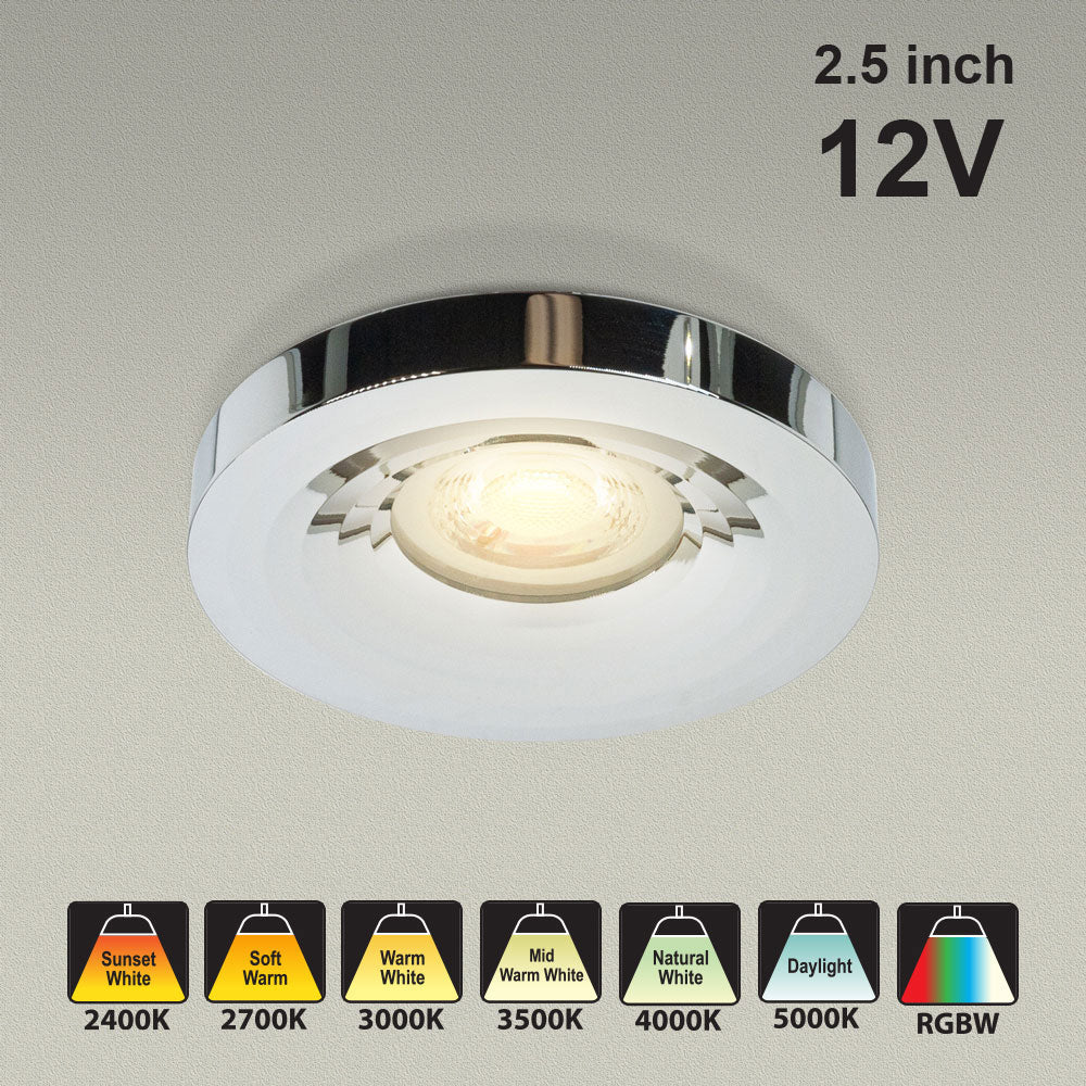 MTR-13C 12V Recessed LED Light Fixture, 2.5 inch Round Chrome