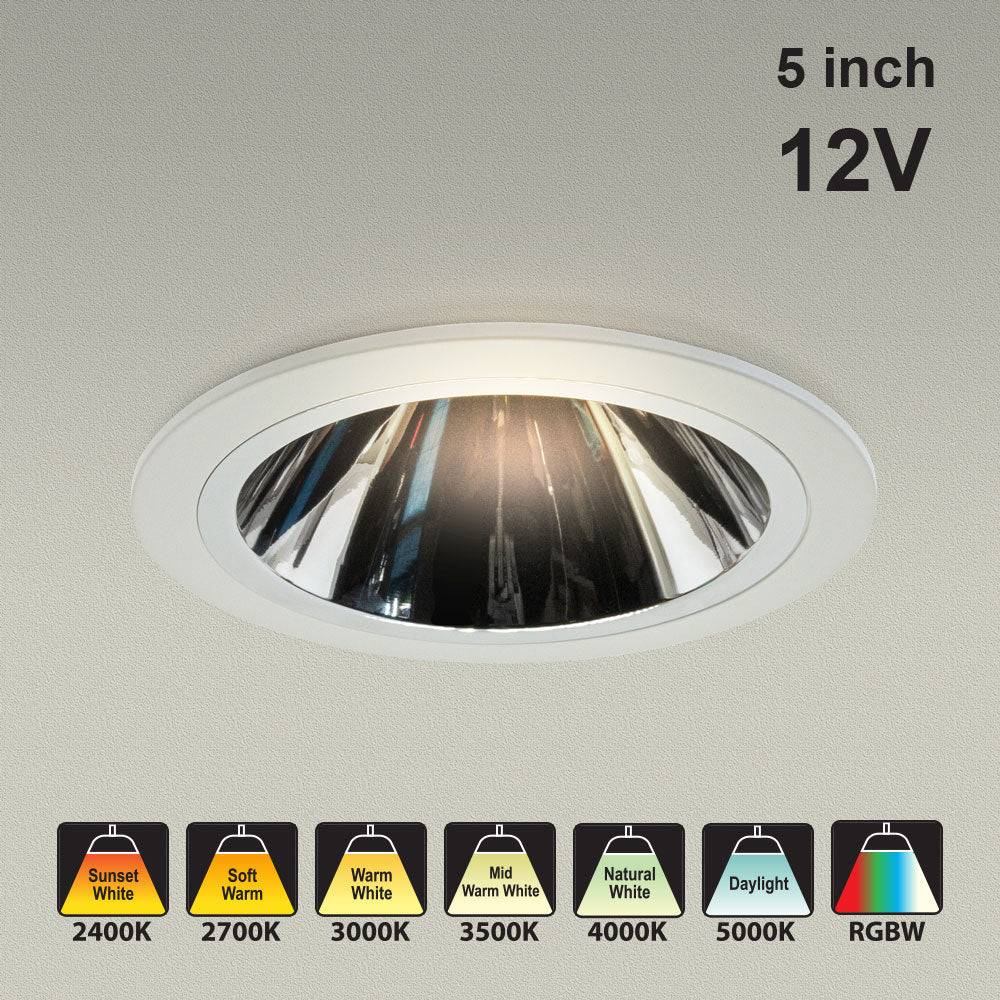 MTR-17C 12V Recessed LED Light Fixture, 5 inch Round Polished Chrome