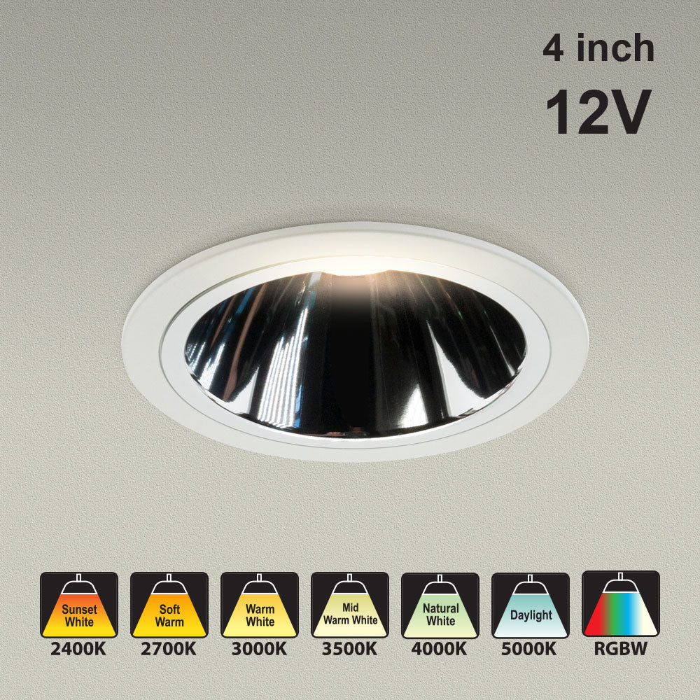 MTR-17-1W 12V Recessed LED Light Fixture, 4 inch Round White