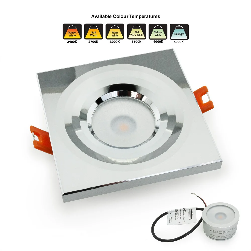 MTR-1C 12V Recessed LED Light Fixture, 2.5 inch Square Chrome - Image 5