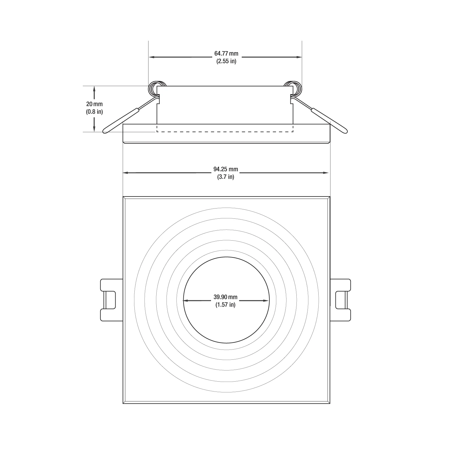 MTR-1W 12V Recessed LED Light Fixture, 2.5 inch Square White - Image 2