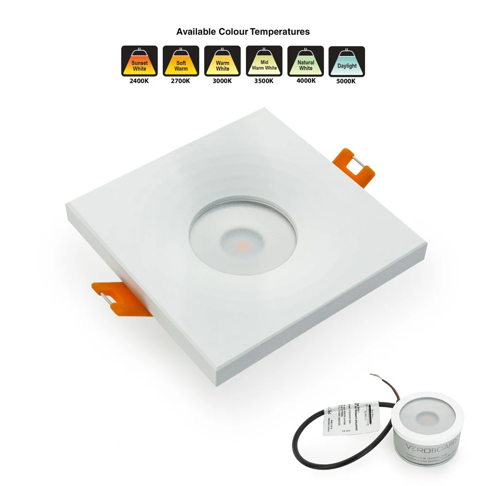 MTR-1W 12V Recessed LED Light Fixture, 2.5 inch Square White - Image 5