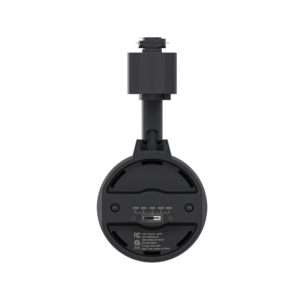 Black LED Track Light Head LW-TRB20W-5C-B-XX, 120V 20W 5CCT(2.7K, 3K, 3.5K, 4K, 5K) - Image 5