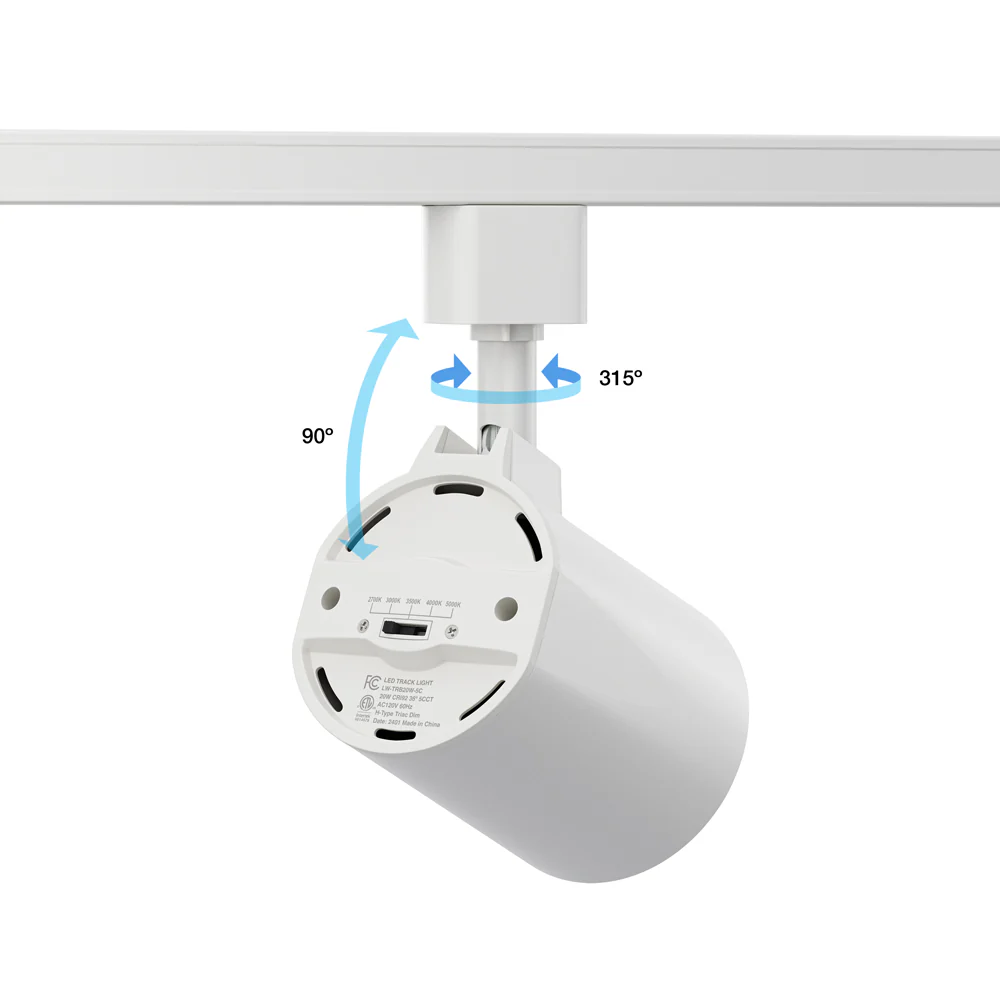 White LED Track Light Head LW-TRB20W-5C-W-XX, 120V 20W 5CCT(2.7K, 3K, 3.5K, 4K, 5K) - Image 4