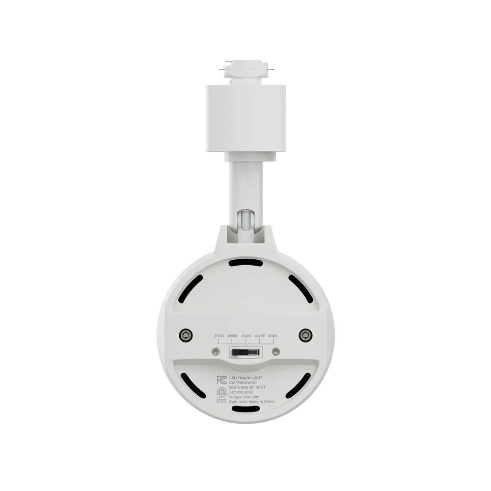 White LED Track Light Head LW-TRB20W-5C-W-XX, 120V 20W 5CCT(2.7K, 3K, 3.5K, 4K, 5K) - Image 5