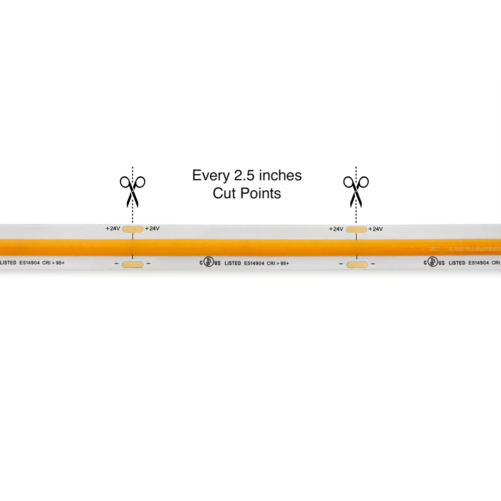 20M(65.6ft) Indoor LED Strip COB, 24V 2(w/ft) 143(Lm/ft) 480(LEDs/m) CCT(3K) - Image 2