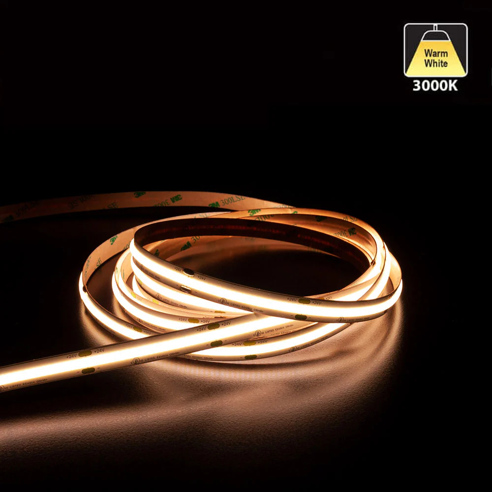 20M(65.6ft) Indoor LED Strip COB, 24V 2.5(w/ft) 177(Lm/ft) 480(LEDs/m) CCT(3K) - Image 5