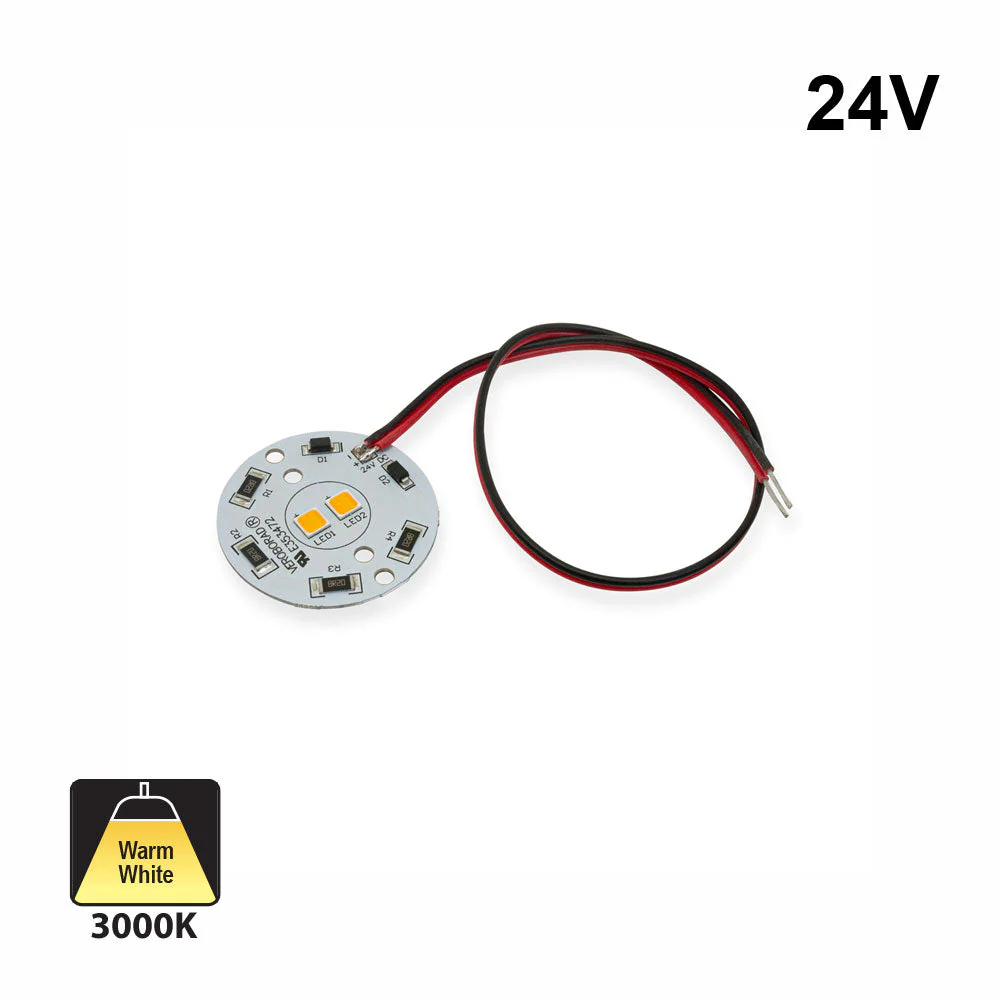 24V Flat Round PCB 2 SMD Dimmable Constant Voltage LED Module 5W 3000K(Warm White)