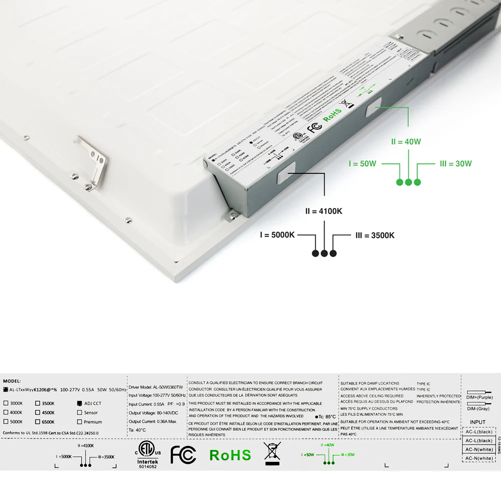 2ft x 4ft LED Panel 120V Dimmable LED Backlit Panel Light 0-10V dimming 3CCT - Image 3