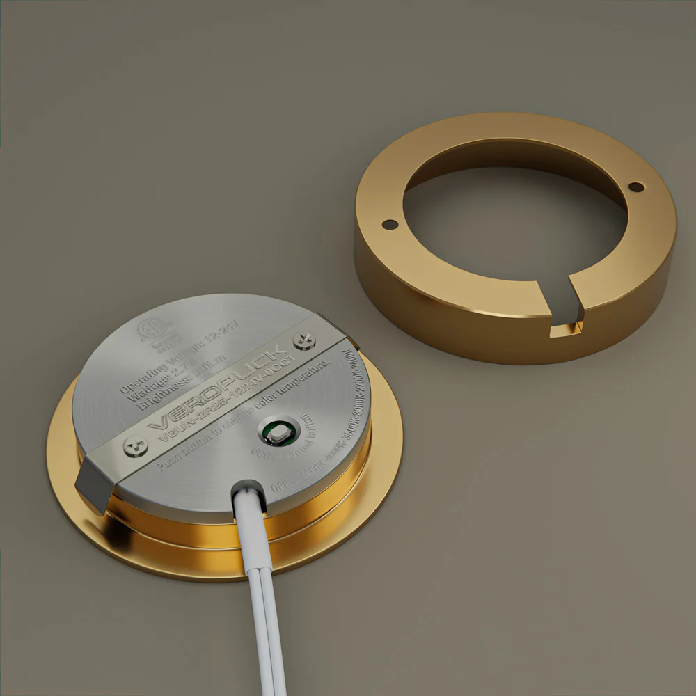 2R25-1224V-6CCT-Gold Round Cabinet Light 12-24V 2.7W selectable 6CCT - Image 3