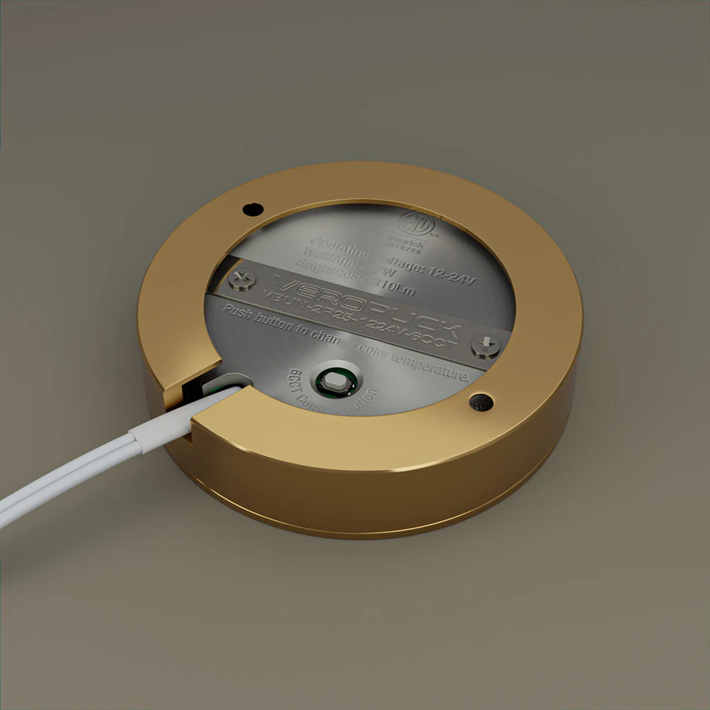 2R25-1224V-6CCT-Gold Round Cabinet Light 12-24V 2.7W selectable 6CCT - Image 5