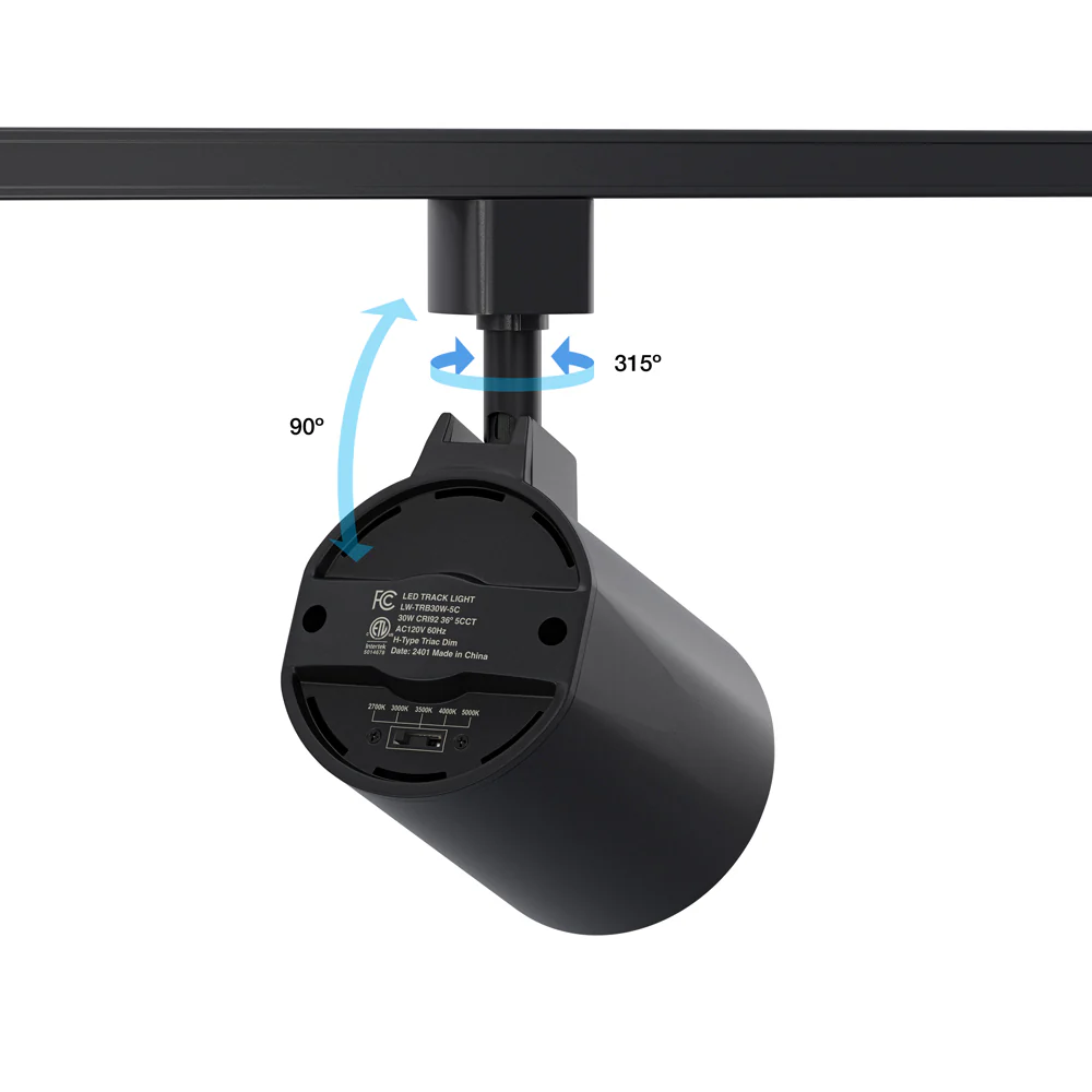 Black LED Track Light Head LW-TRB30W-5C-B-XX, 120V 30W 5CCT(2.7K, 3K, 3.5K, 4K, 5K) - Image 4