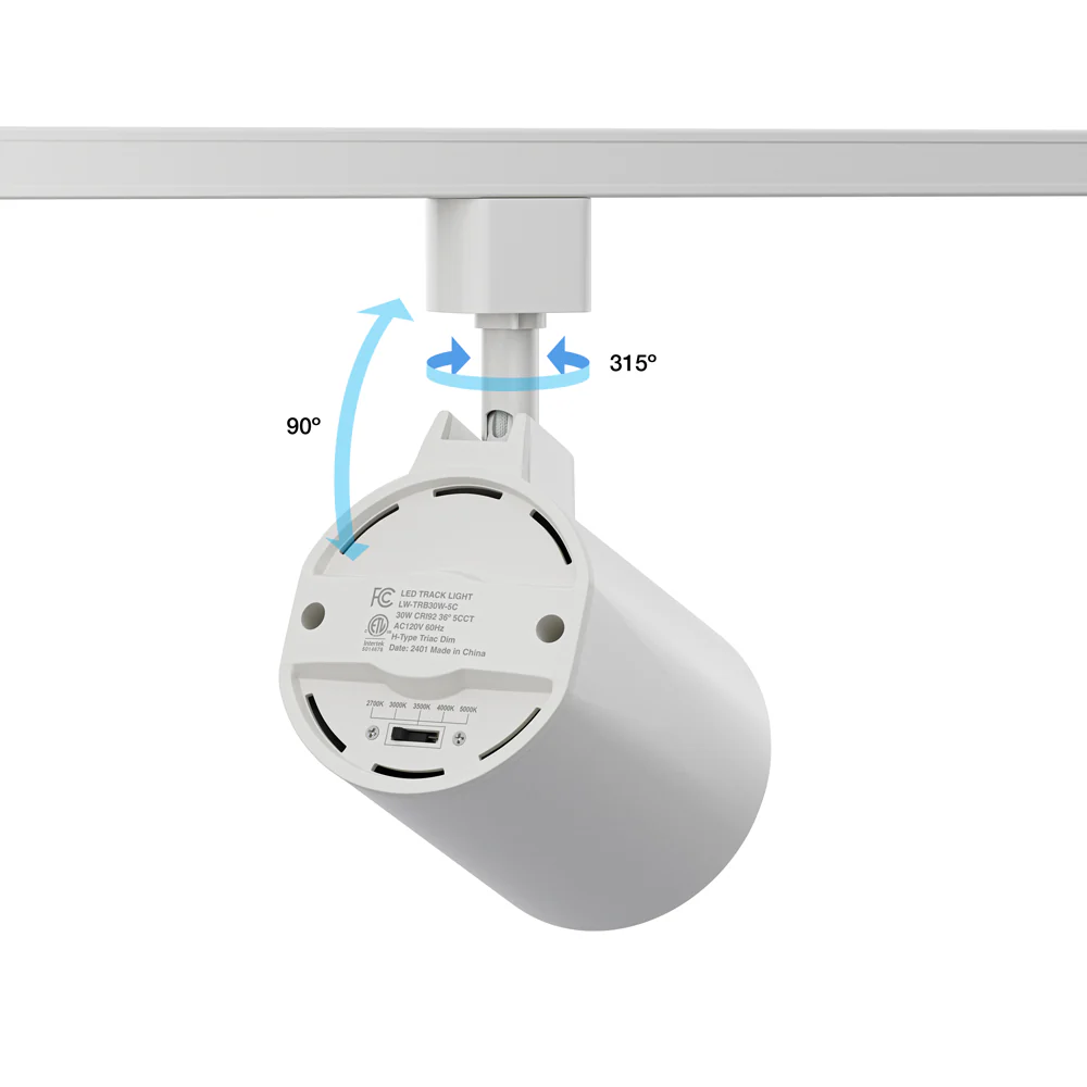 White LED Track Light Head LW-TRB30W-5C-W-XX, 120V 30W 5CCT(2.7K, 3K, 3.5K, 4K, 5K) - Image 4
