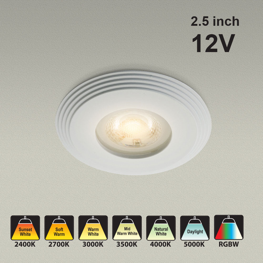 MTR-3W 12V Recessed LED Light Fixture, 2.5 inch Round White
