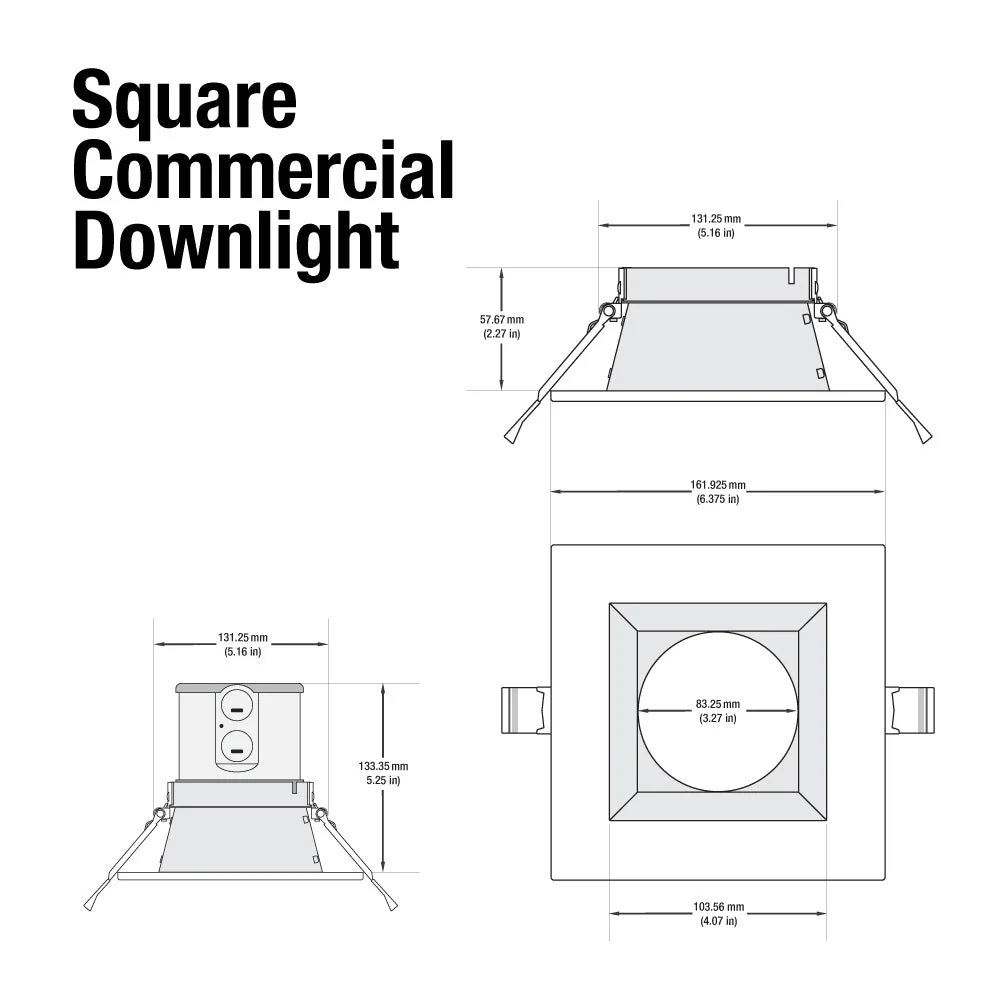 4 inch Dimmable Commercial Recessed LED Downlight / Ceiling Light with Reflector Square Trim, 120-347V 20W - Image 2