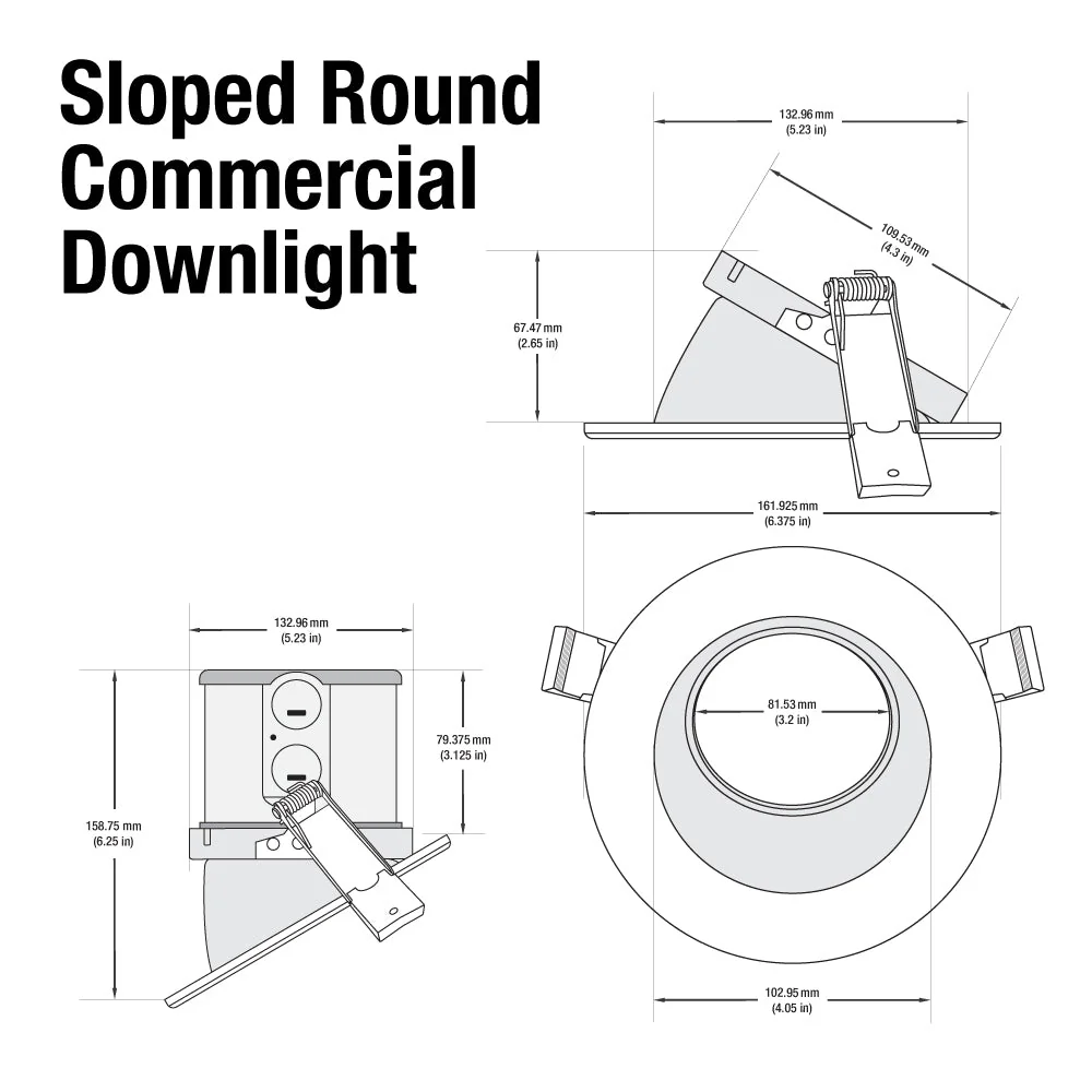 4 inch Dimmable Commercial Recessed LED Downlight / Ceiling Light with Sloped Ceiling Reflector Round Trim, 120-347V 20W - Image 3