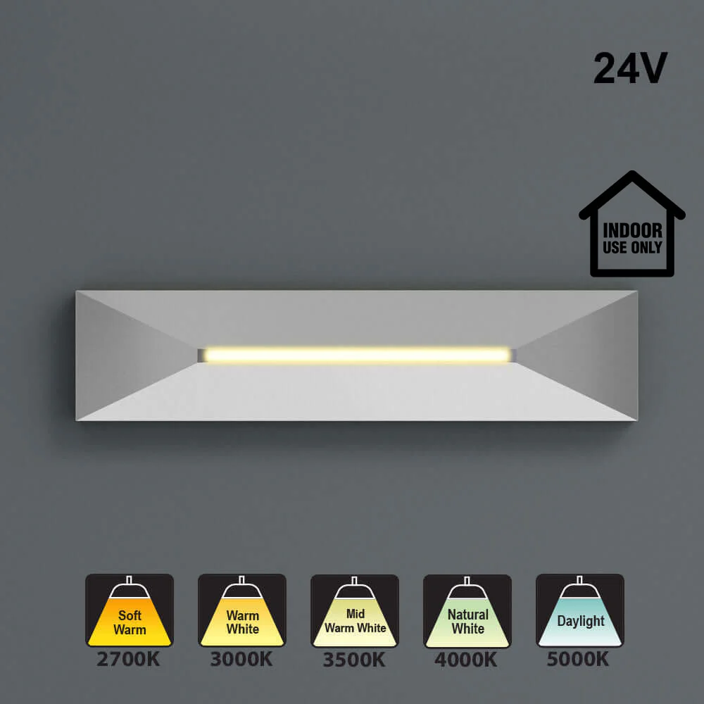 4 inch Linear Step Light 24V 0.6W CCT(2.7K, 3K, 3.5K, 4K, 5K) Silver Grey
