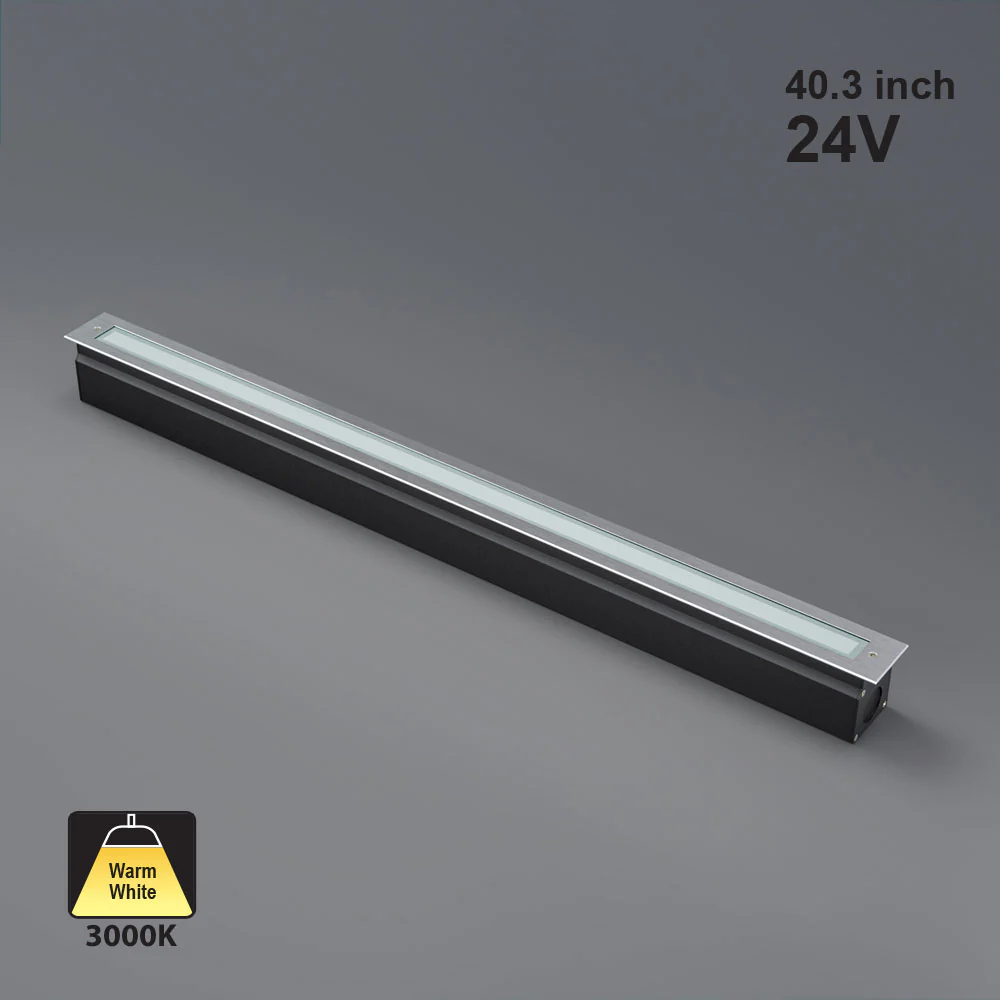 40-inch Outdoor Linear Recessed LED Inground Light 24V 26.5W 3000K, I-LIN-4F-30-24V-3K