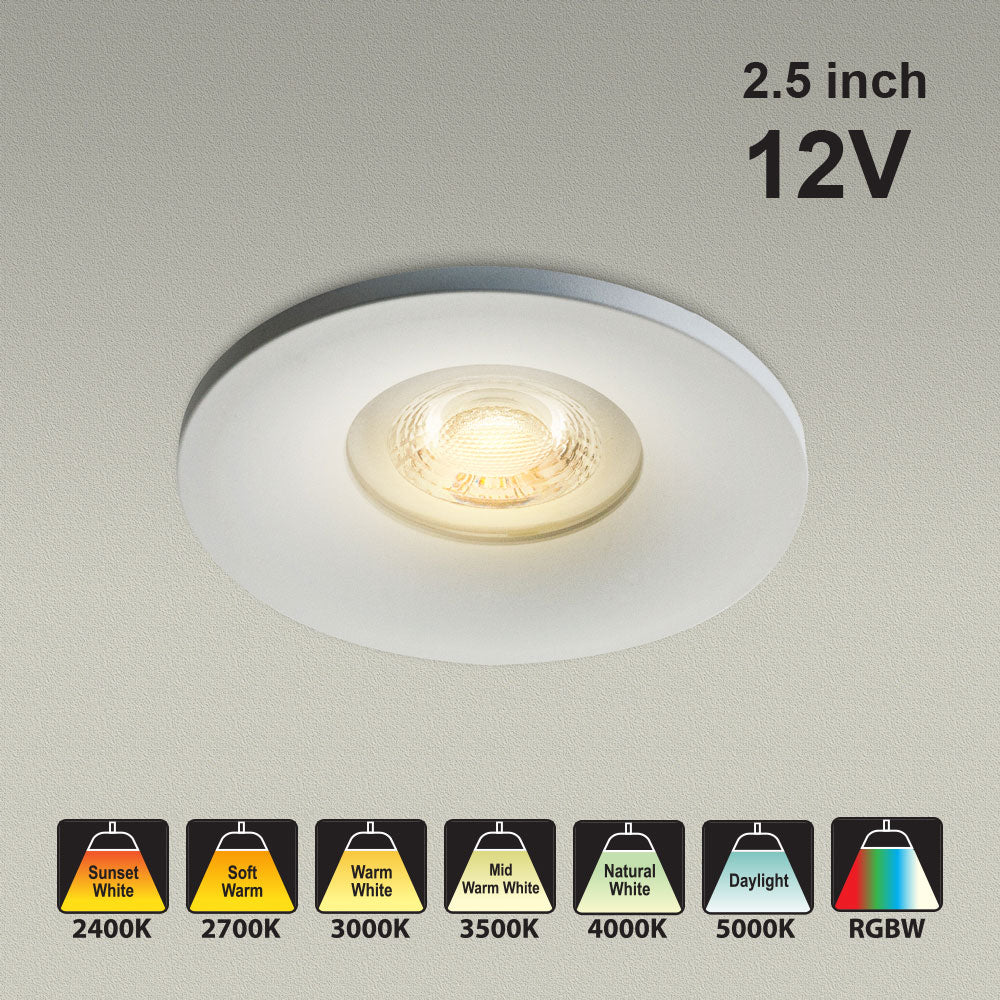 MTR-4W 12V Recessed LED Light Fixture 2.5 inch Round White