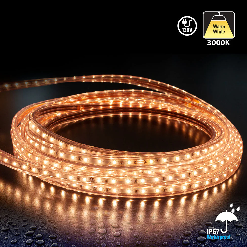 50M(164ft) Outdoor LED Strip Light 2835, High Voltage LED Strip Light with Power Plug, 120V 2(w/ft) 200(Lm/ft) CCT(3K, 6K) - Image 3