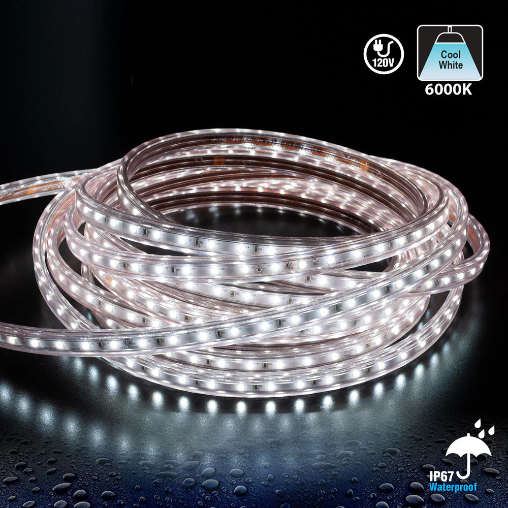 50M(164ft) Outdoor LED Strip Light 2835, High Voltage LED Strip Light with Power Plug, 120V 2(w/ft) 200(Lm/ft) CCT(3K, 6K) - Image 4