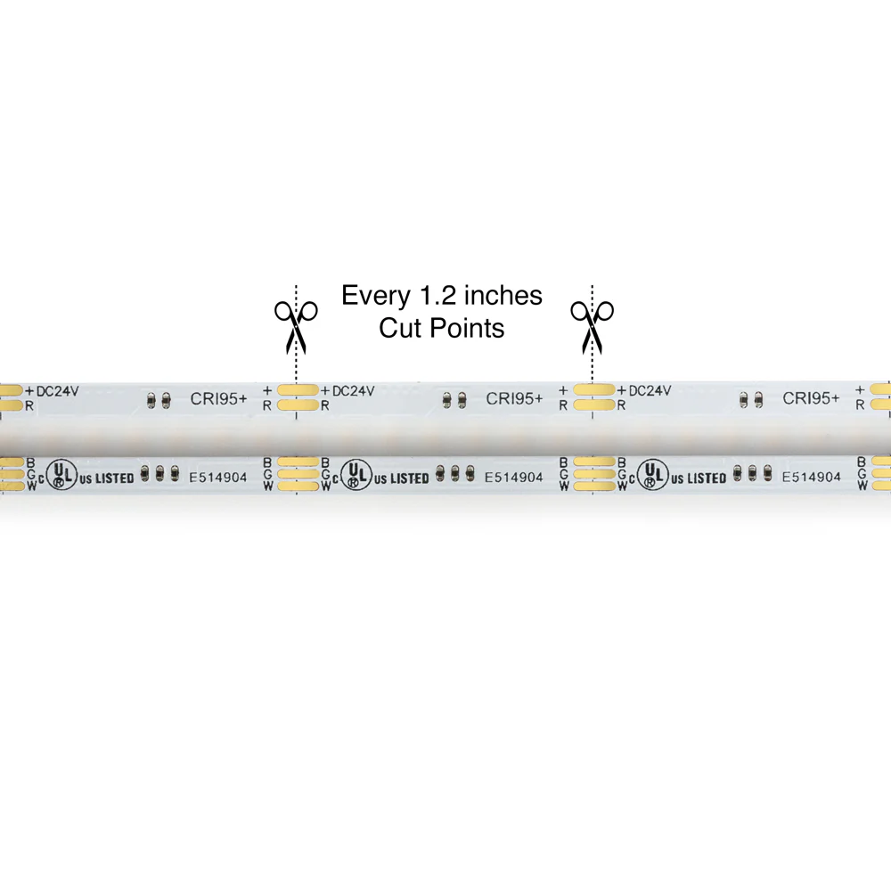 5M(16.4ft) Indoor LED Strip COB, 24V 6.6(w/ft) 896(LEDs/m) RGBW Gold PCB RGB30K - Image 2