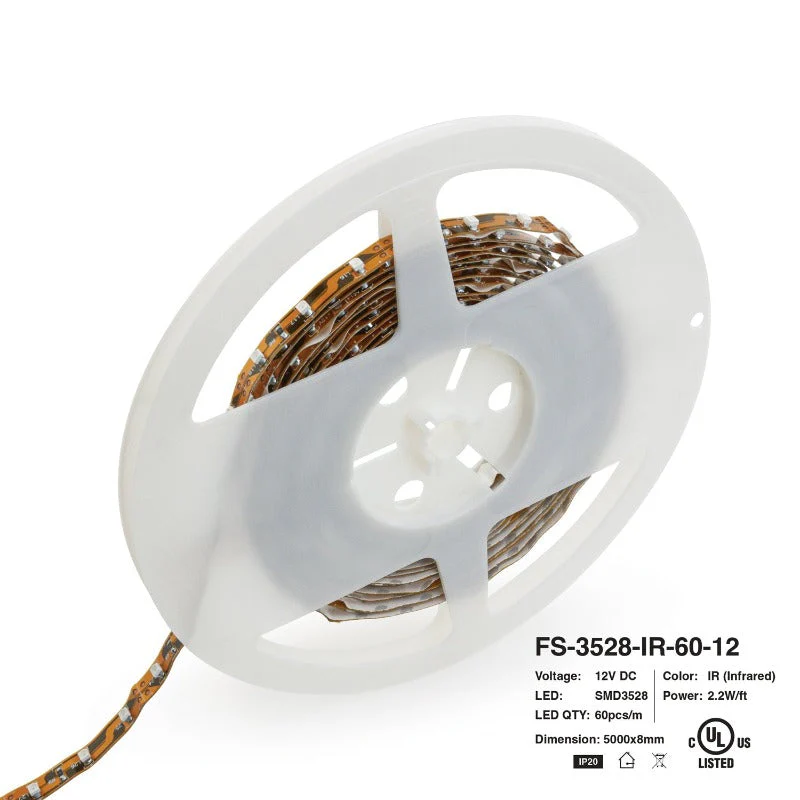 5M(16.4ft) Indoor LED Strip Light, 12V 2(w/ft) 55-61(Lm/ft) IR(Infrared) - Image 3