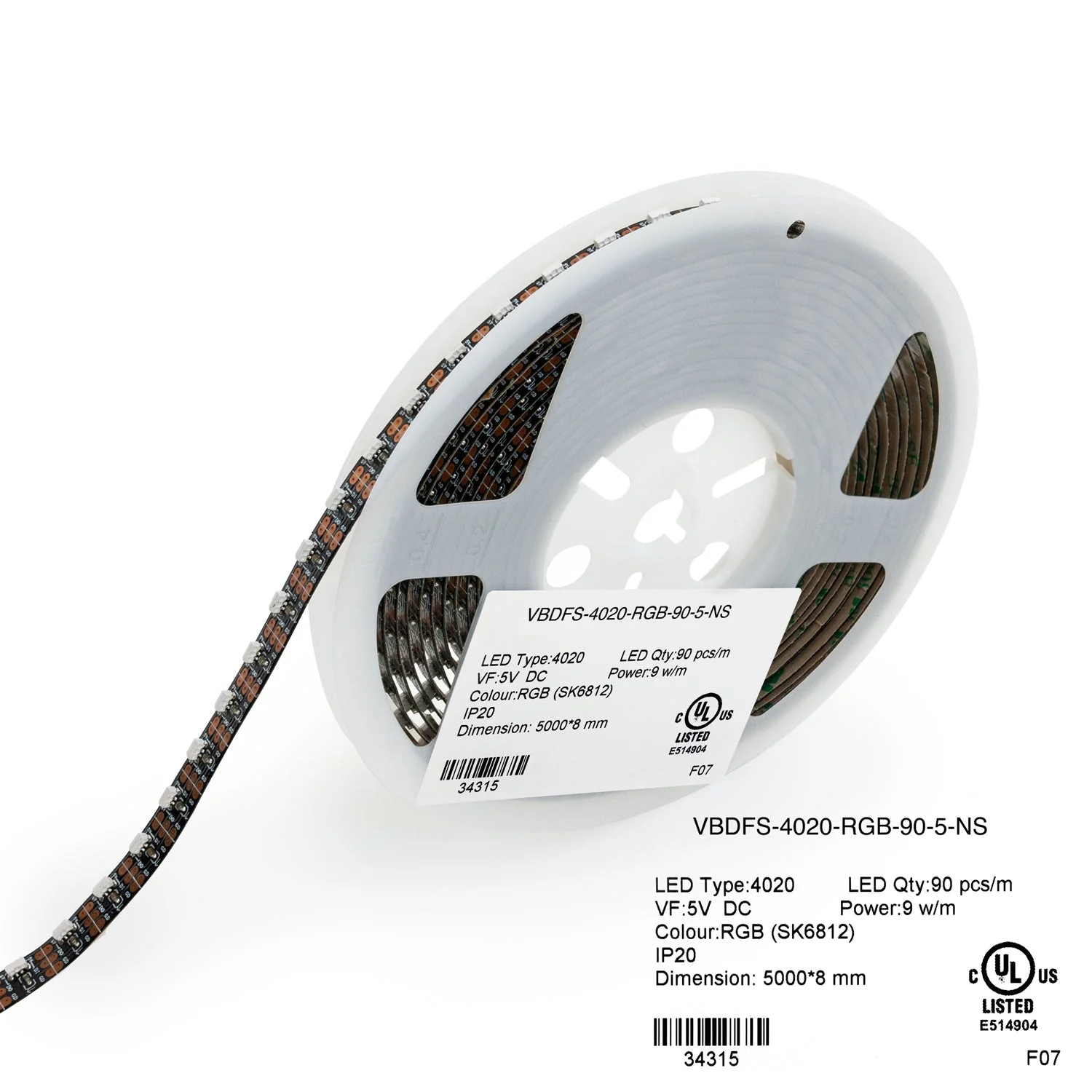 5M(16.4ft) Side Emitting Addressable(SK6812) LED Strip 4020, 90(LEDs/m) Digital RGB - Image 6