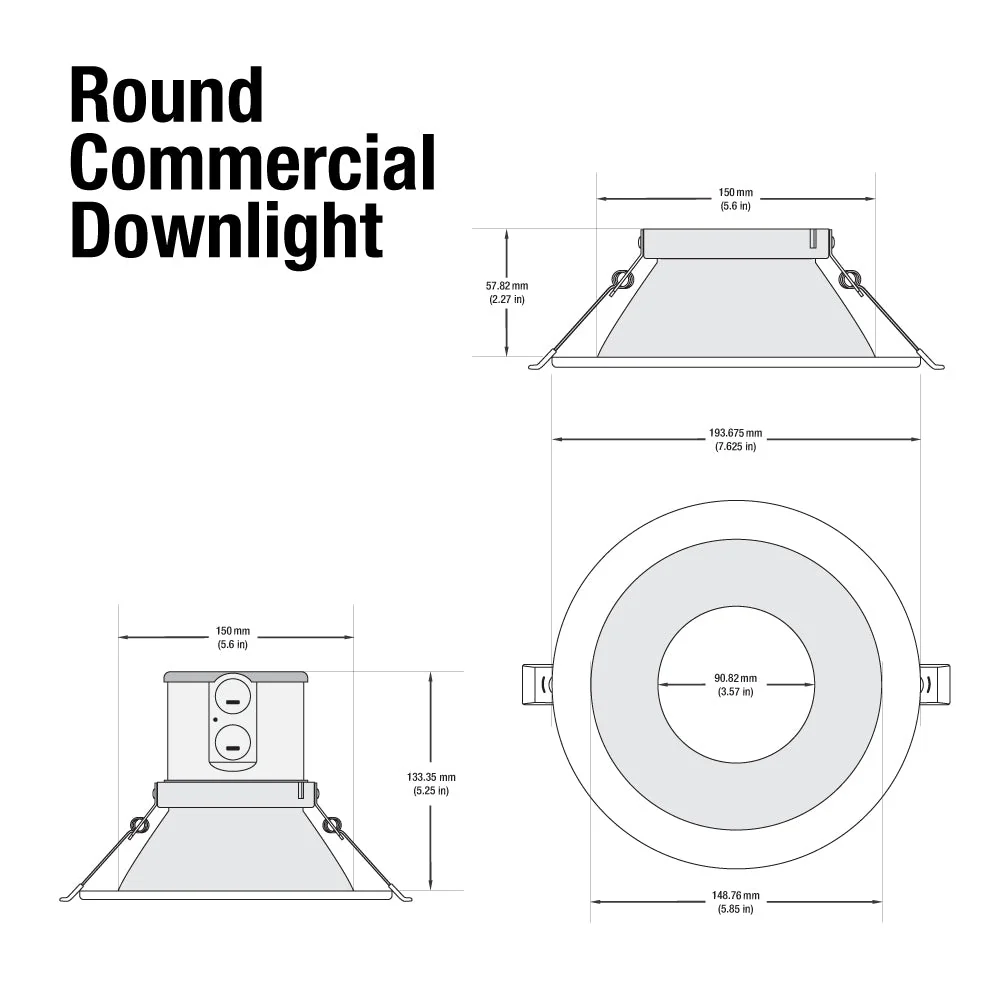 6 inch Commercial Recessed LED Downlight / Ceiling Light with Reflector Round Trim, 120-347V 20W - Image 2