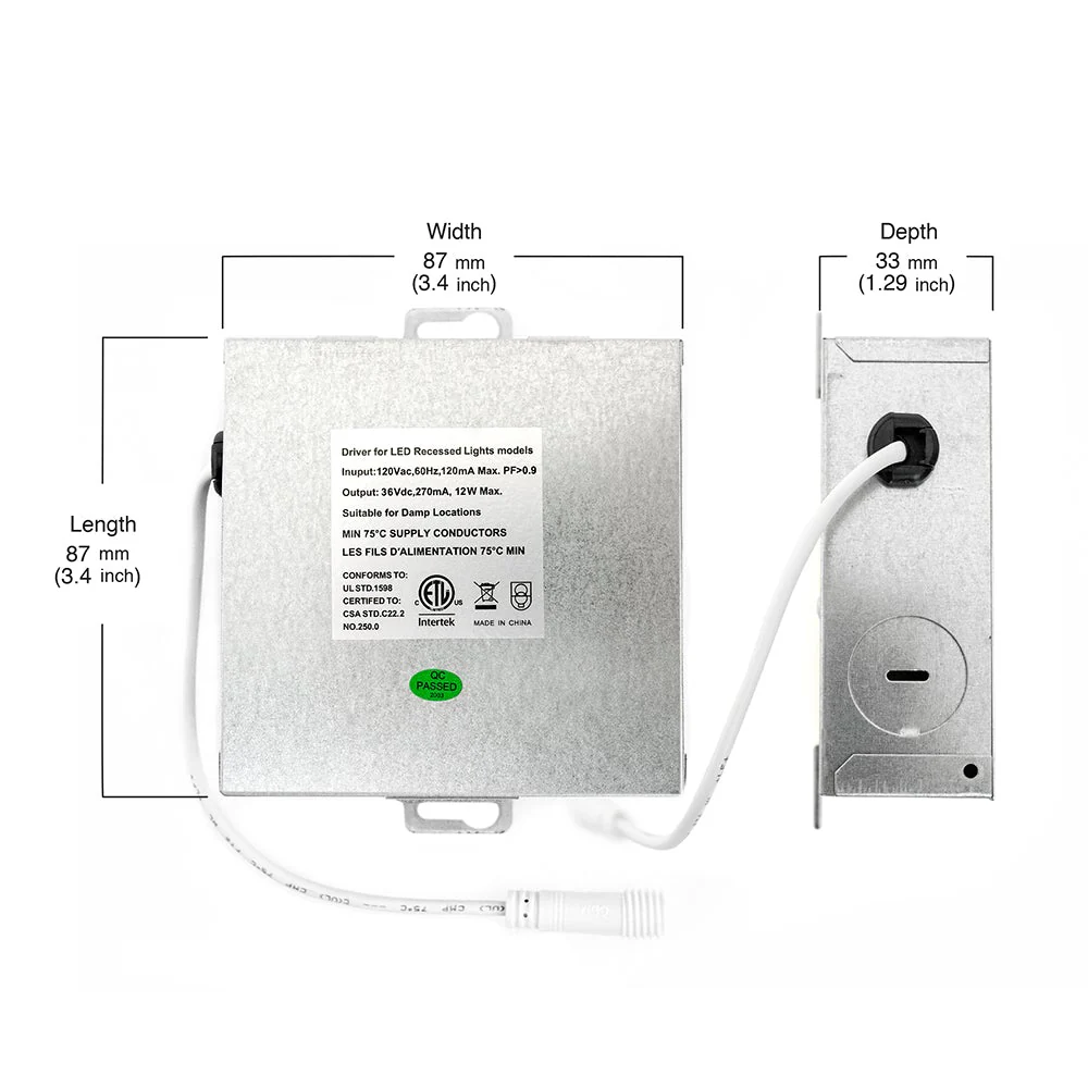 6 inch Square Flat Dimmable Recessed LED Downlight / Ceiling Light 120V 12W 5CCT(2.7K, 3K, 3.5K, 4K, 5K) - Image 2