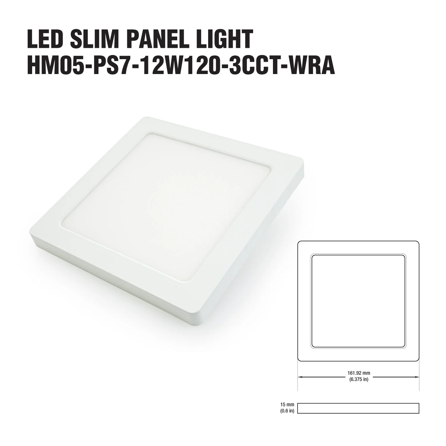 7 inch Square Dimmable Recessed LED Downlight / Ceiling Light, 120V 12W 3CCT(3K, 4K, 5K) - Image 2