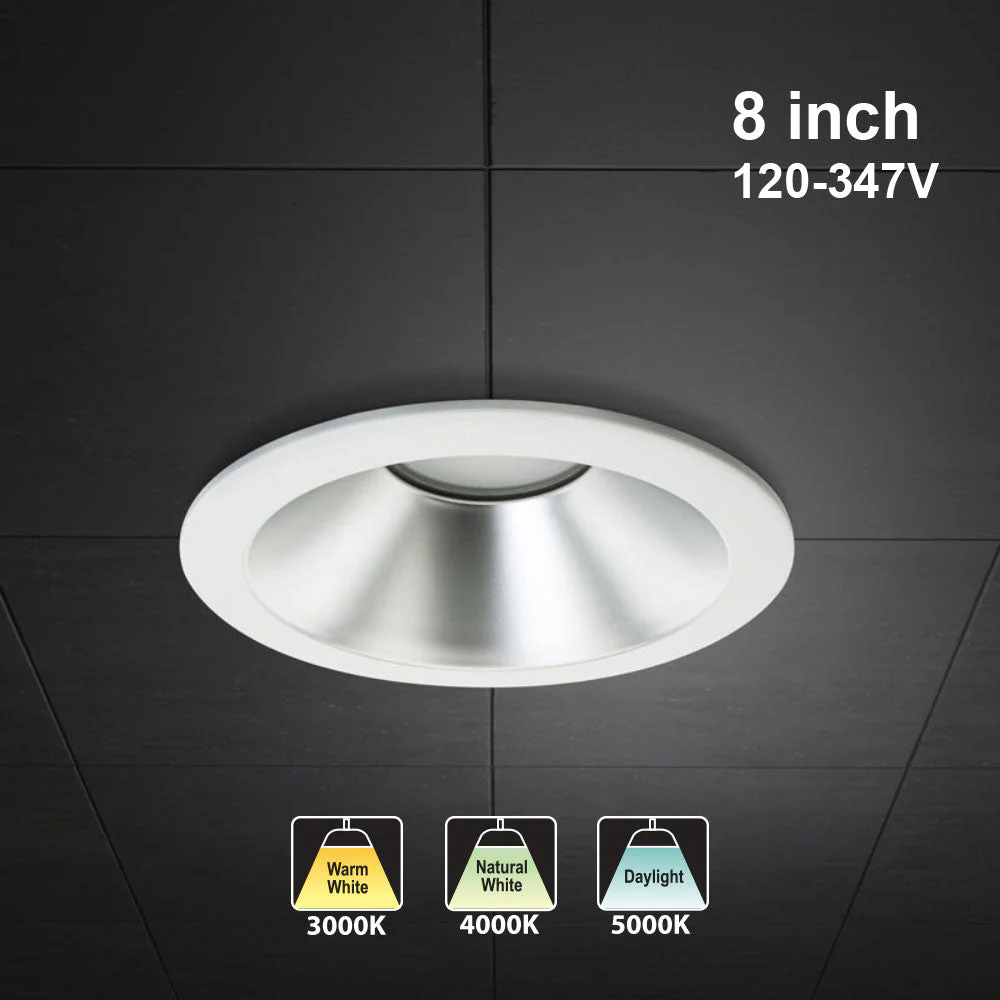 8 inch Dimmable Commercial Recessed LED Downlight / Ceiling Light Reflector Round Trim, 120-347V 20W