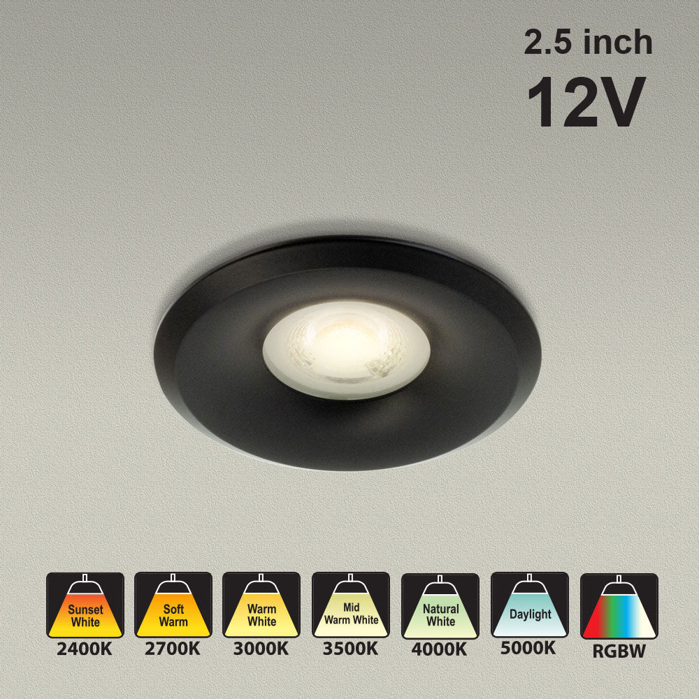 MTR-8B 12V Recessed LED Light Fixture, 2.5 inch Round Black