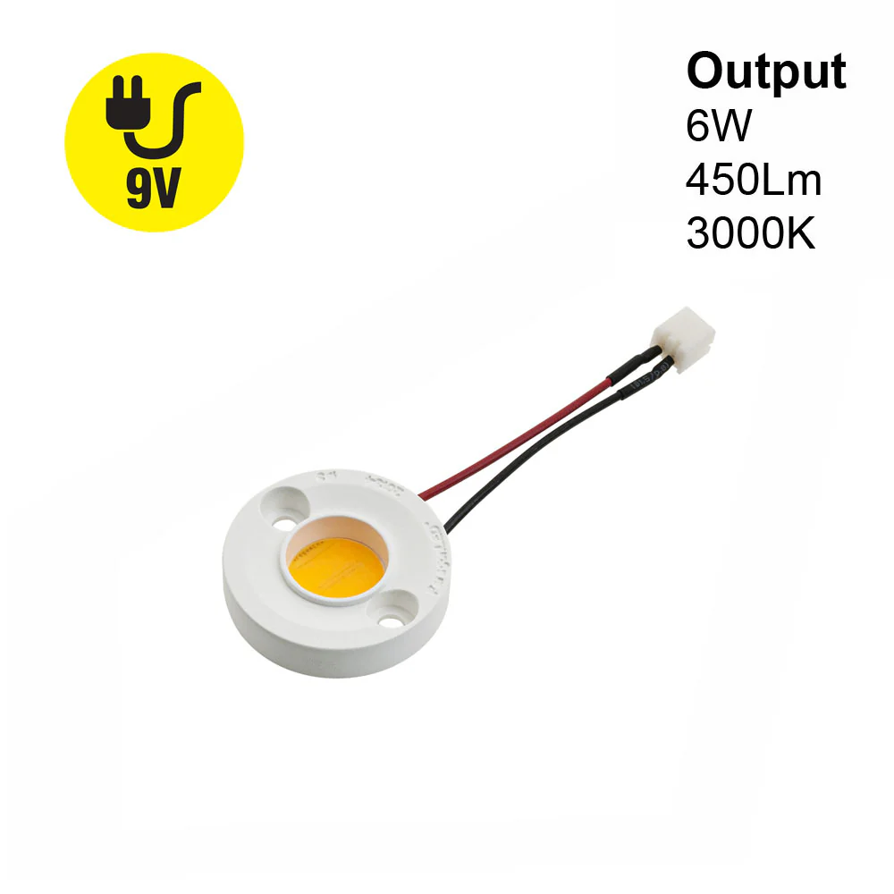 CBCC-24-20124-9V-30 COB Paragon LED Module with G21100110 LED Holder, 9V 6W 3000K (Warm White)