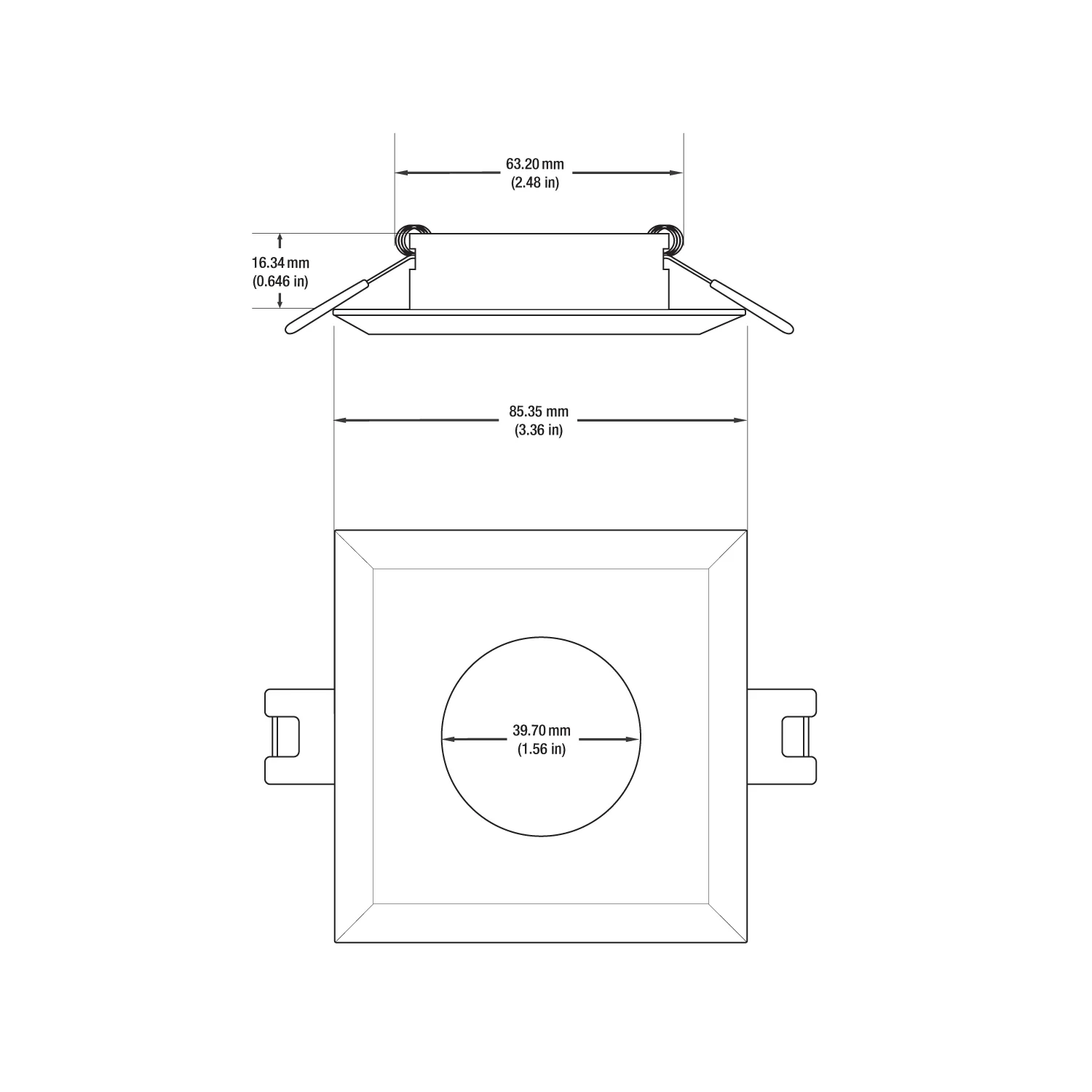 MTR-9C 12V Recessed LED Light Fixture, 2.5 inch Square Chrome - Image 2