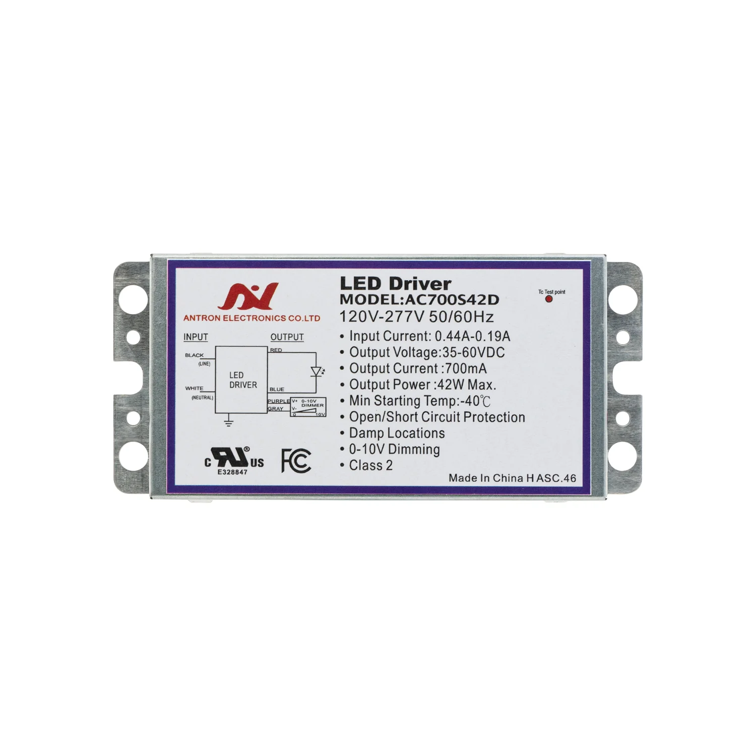 ES AC700S42D Constant Current LED Driver, 0-10V Dimming 700mA 35-60V 42W - Image 4