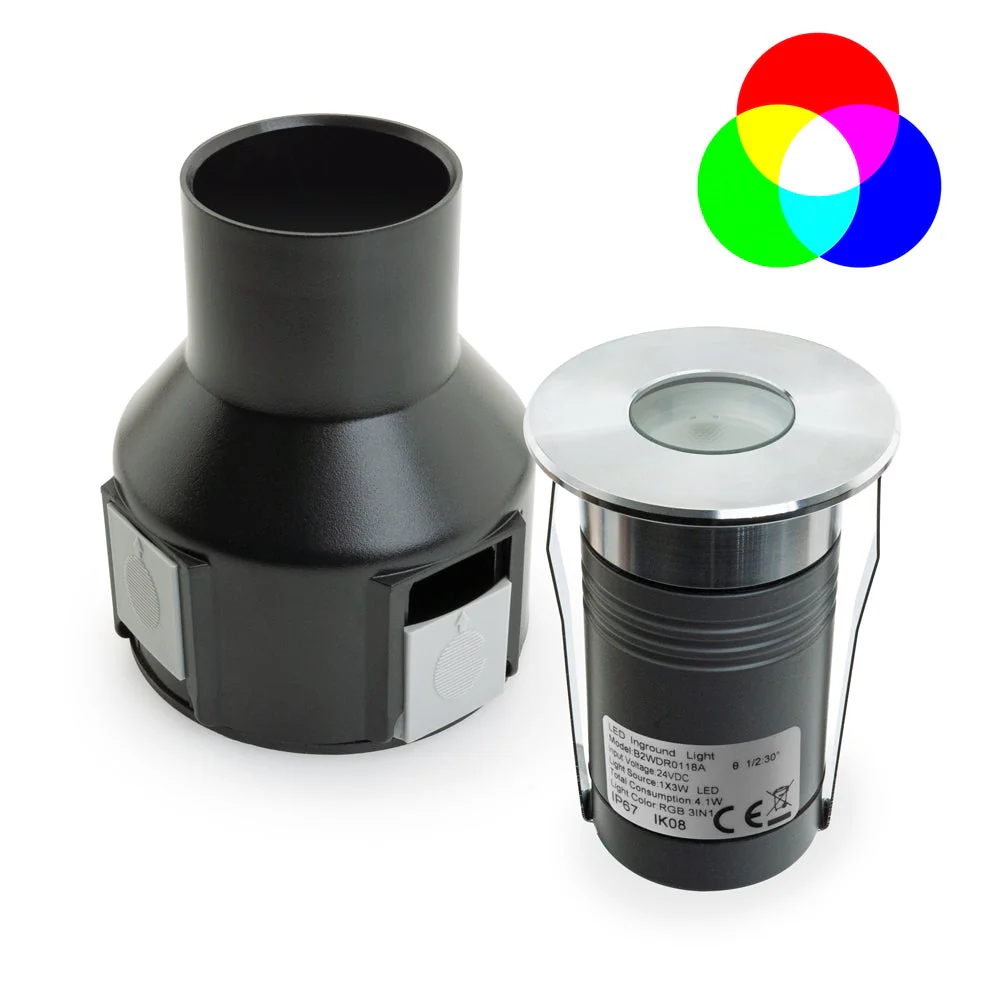 B2WDR0118A Round Recessed LED In-Ground Light, 24V 4.1W RGB - Image 3