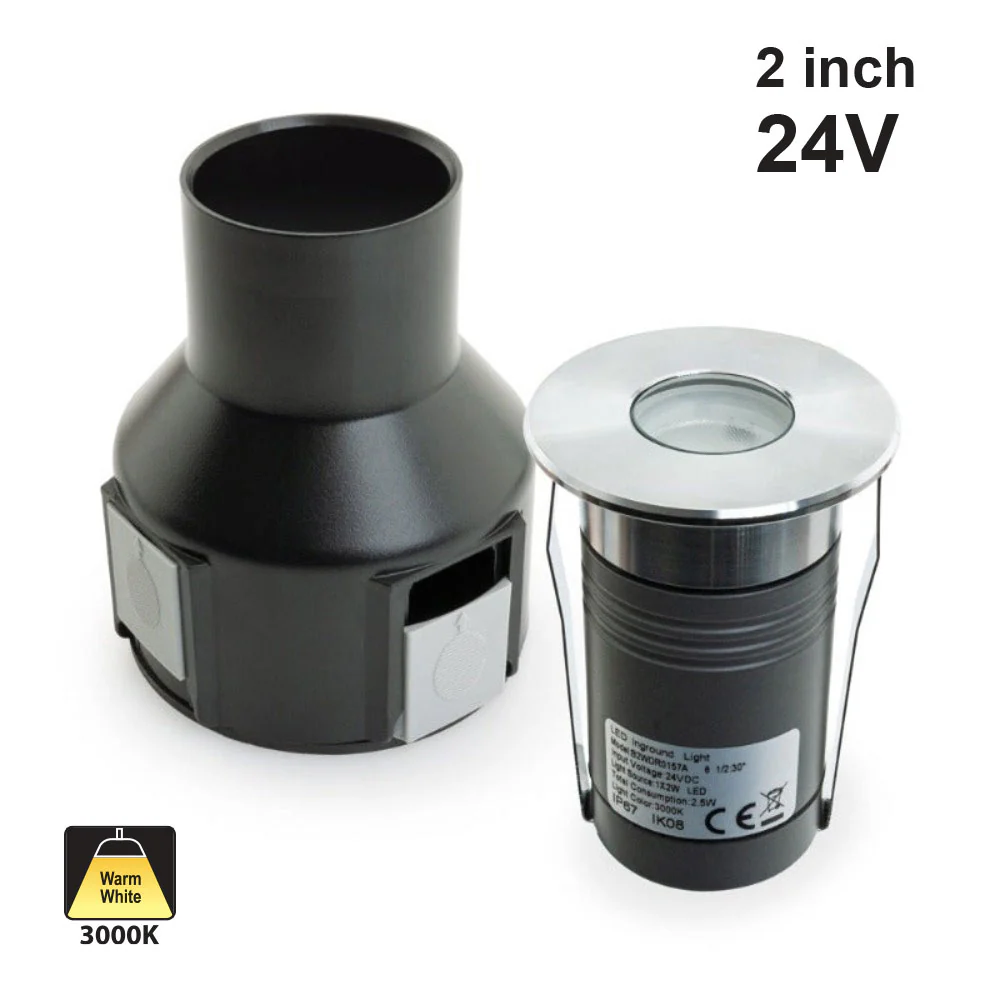 B2WDR0157A-C Round Recessed LED Inground Light, 24V 2.5W 3000K(Warm White)