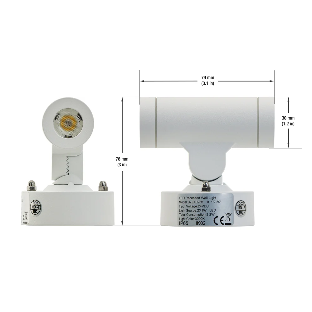 B7ZA0256 White LED Landscaping wall light, 24V 2.2W 3000K(Warm White) - Image 2