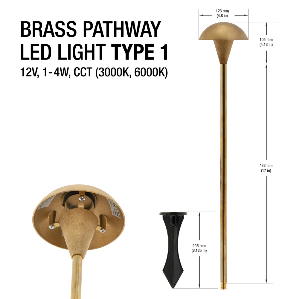 Brass Pathway LED Light Type 1, 12V 1-4W CCT(3K,6K) - Image 2