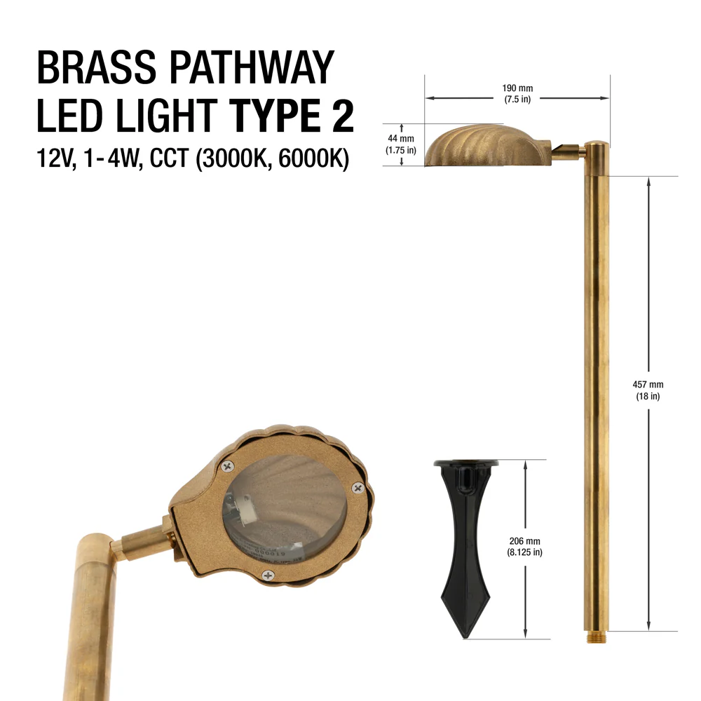 Brass Pathway LED Light Type 2, 12V 1-4W CCT(3K,6K) - Image 2
